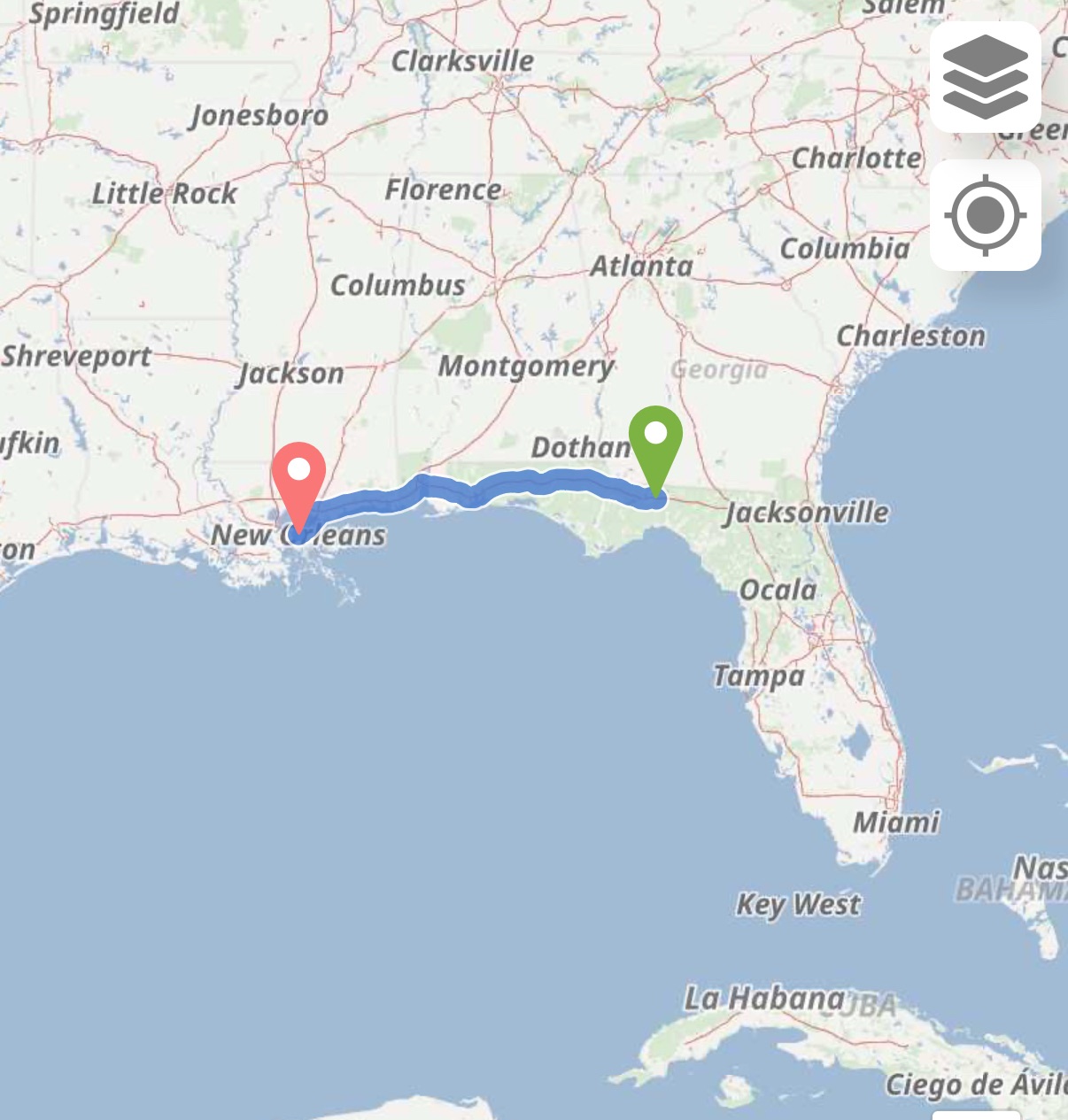 Tallahassee, FL to New Orleans, LA