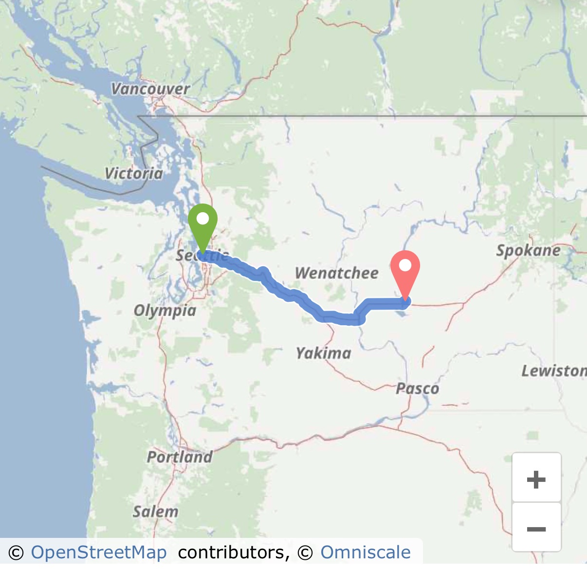 Seattle, WA to Moses Lake, WA