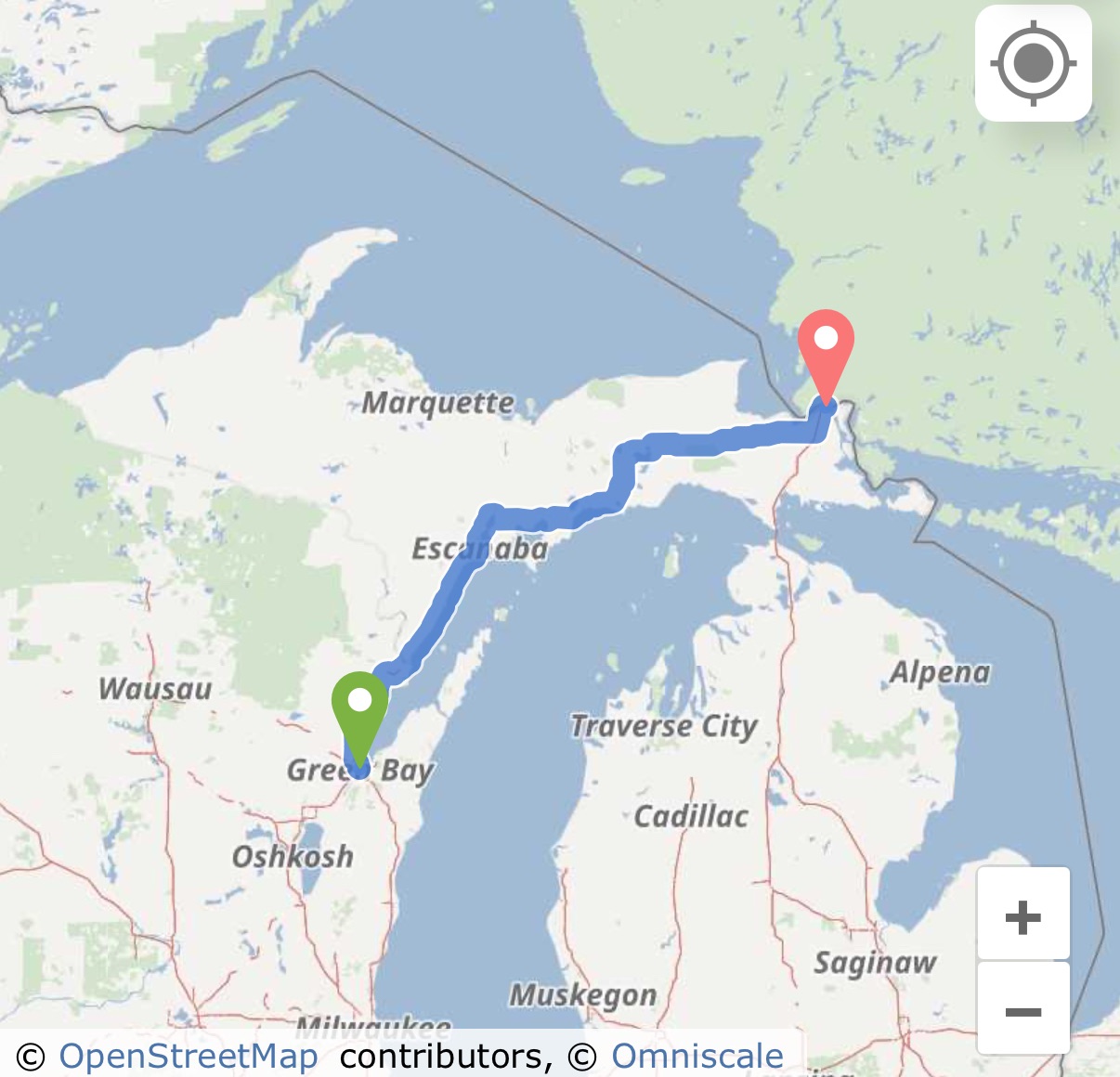 Green Bay, WI to Sault Ste. Marie