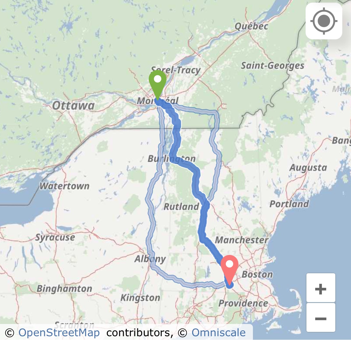 Montreal to Sutton, MA